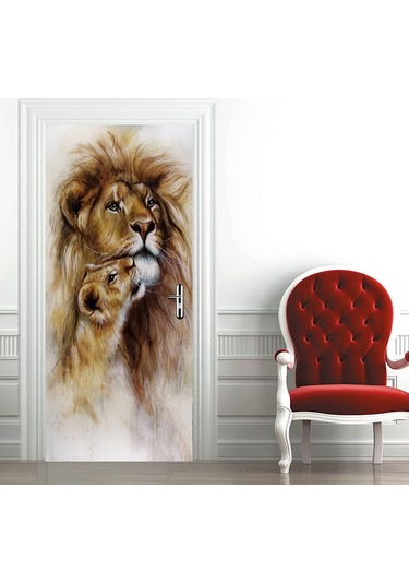 Aslan Ve Doğa İfade Boyama Kapı Etiket Ev Ev Kapısı Etiket Duvar Sanatı Kapı Buzdolabı Mıknatısı Posteri Yaratıcı Diğer