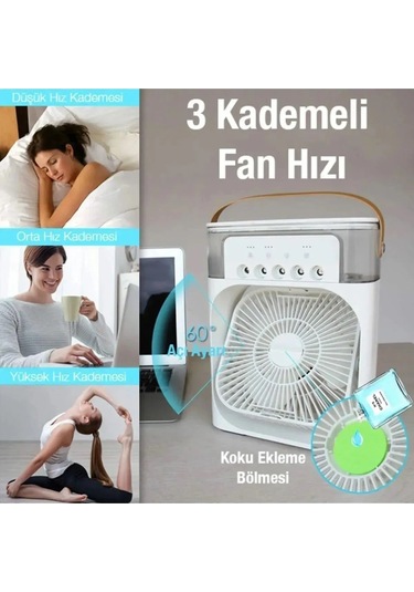 Ayarlanabilir Kademe Ve Dereceli Taşınabilir Ev Ofis 600ml Nemlendiricili Buharlı Fan