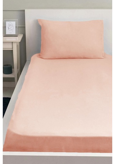 Lastikli Pamuklu Ranforce Kumaş Çarşaf Ve Yastık Kılıfı Somon