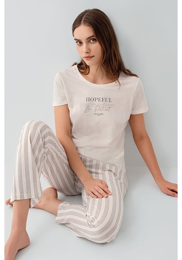 Pierre Cardin Kadın Krem Pijama Takım Pc9176-s-v2 Krem