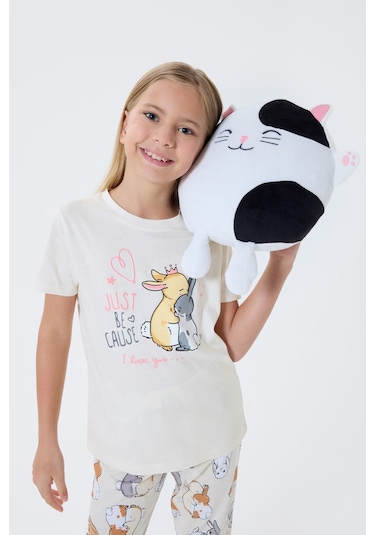Rolypoly Kız Çocuk Krem Pijama Takım KREM
