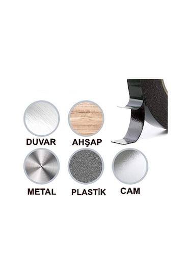 Çift Taraflı Siyah Köpük Bant 20 MM x 10 M Yeşil/Siyah Montaj Bandı