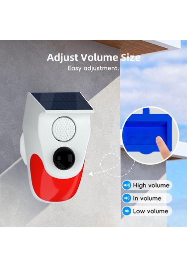 Maiyame Güneş Enerjili Kızılötesi Gizli Alarmlı Sistem - Dış Mekan 120db Ses Işık Alarmı, Usb Ve Güneş Şarjlı, 8 Ses Seçeneği