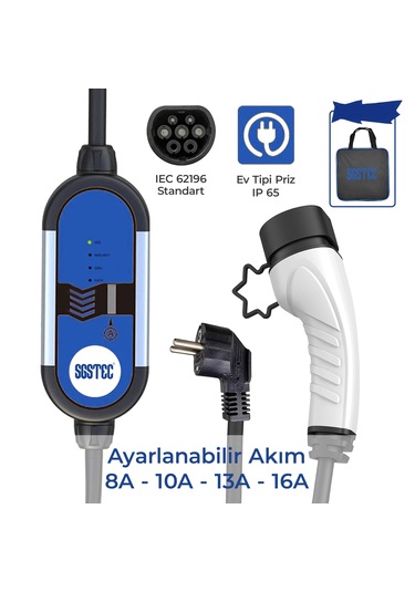 Sgstec Ev Type2 16A Taşınabilir Elektrikli Araç Şarj Cihazı