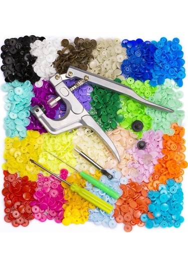 Novahub Çocuk Giysileri Kurulum Aracı Renkli Plastik Reçine Pense, 24 Renk, 360 Takım T5 Çıtçıtlı Düğme + Alet