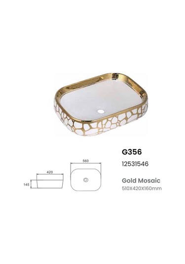Boheme Tasarım Şık Lavabo Gold-beyaz Desenli Gold