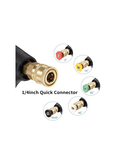 Vkemall Yüksek Basınçlı Yıkama Makinesi - 1l Köpük Flaske + G3 Hızlı Bağlantı Kısa Silah + 5 Renkli Uç Dış İğne M22 İç 14mm