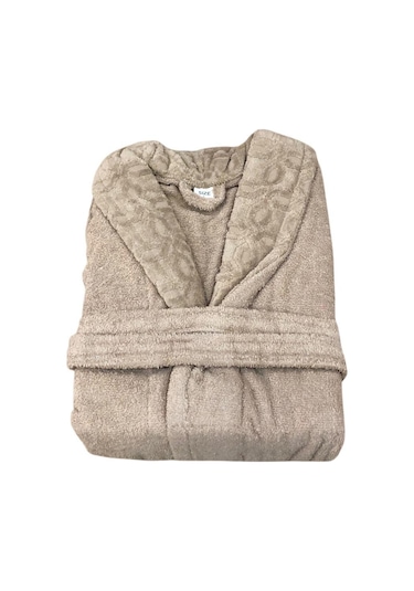 Royam Redline %100 Pamuklu Kısmi Kadife Tekli Bornoz Kahverengi