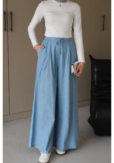 Neways 1167-denim Bol Paça Pantolon Mavi Mavi