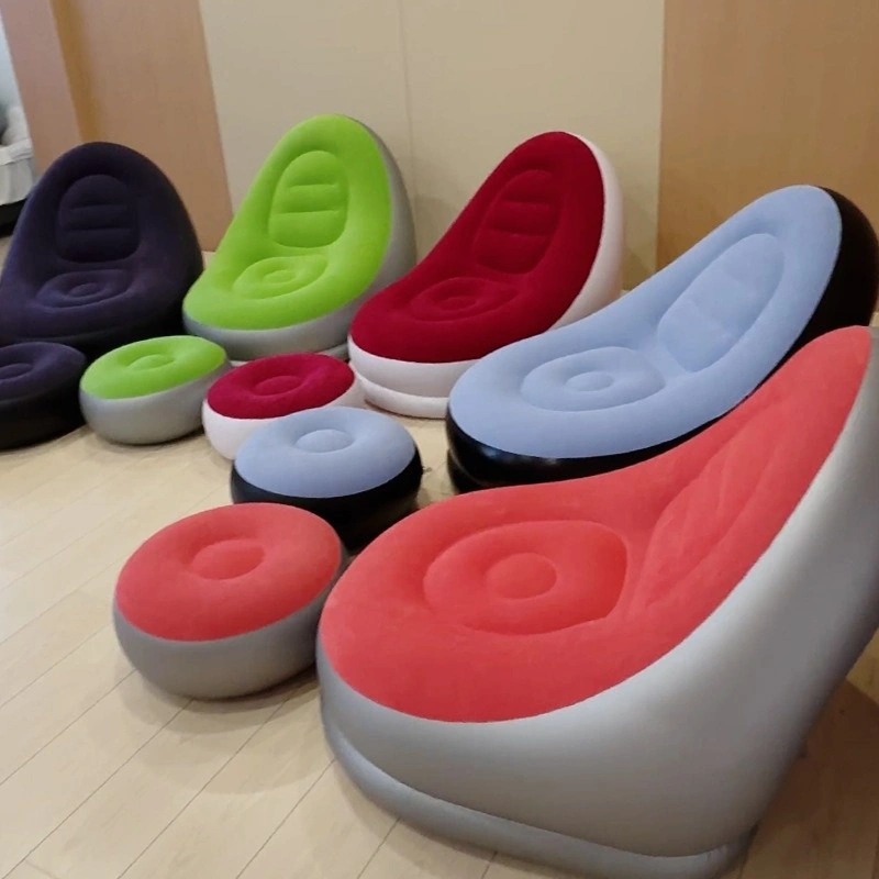 Şişme Lazım Koltuk Ayaklı Set Katlanır Peluş Pvc Salon Şezlong Seti Makaron Yeşili 116 98 83cm 1.8kg Yeşil