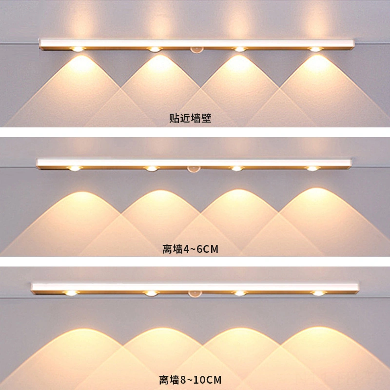 Folinda 60cm Led İnsan Algılama Lambası, Kablosuz Şarj, 3-5m Algılama Mesafesi, 120 Açı, 6 Ampul, Siyah, Üç Renk, Dolap/şapka Dolabı İçin, Otomatik Açma-kapama Siyah