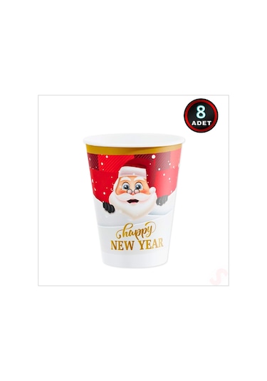 Yılbaşı Noel Baba Karton Bardak - 8 Adet