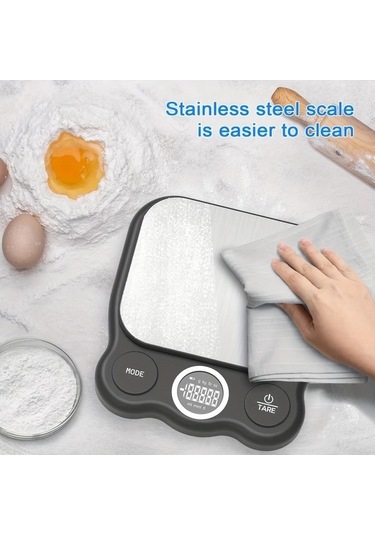 Fastbuy Challenger Siyah Hassas Dijital Gıda Terazisi, Mutfak İçin Lcd Ekranlı, Yemek Pişirme Siyah