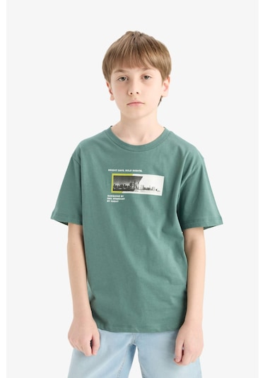 DeFacto Erkek Çocuk Bisiklet Yaka Baskılı Kısa Kollu Tişört F1026A825SMGN758