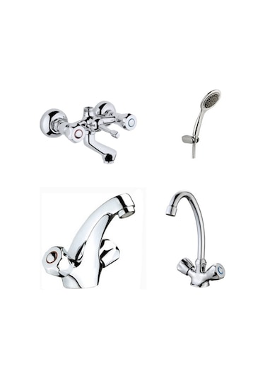 Erce Klasik Banyo Kartal Lavabo + Eviye Bataryası Duş Takımı