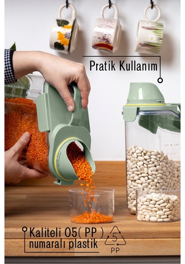 Contalı Sızdırmaz Erzak Saklama Kabı / 1800 Ml / Yeşil - Tekli Yeşil