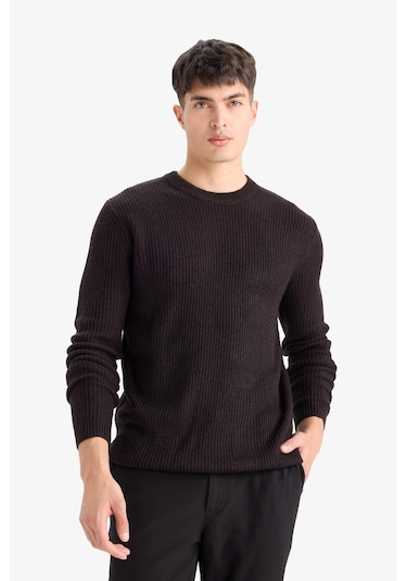 Defacto Standart Fit Bisiklet Yaka Triko Kazak C8814ax25wnbn497 Kahve