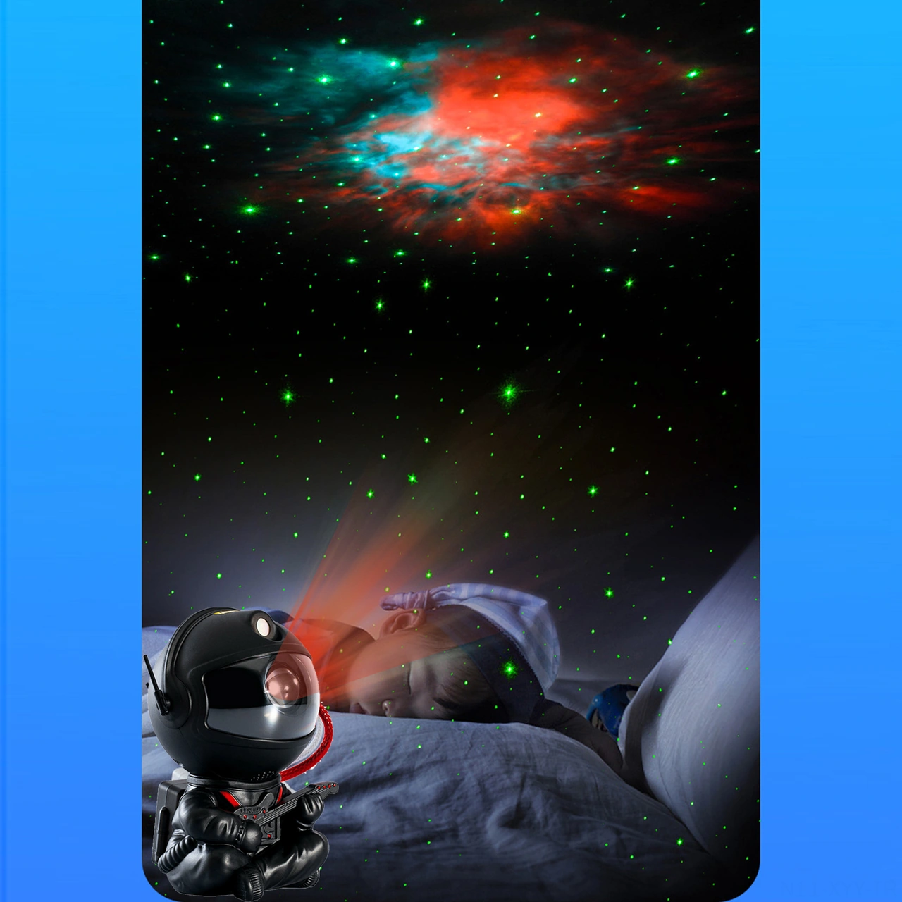 Yaleker Usb İle Çalışan 5w Led Astronot Yıldız Işığı - Renkli Ev Projeksiyonu, Abs Malzeme, Siyah Gitar Deseni Diğer