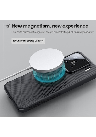 Xiaomi 15 Nıllkın Frosted Shield Pro Manyetik Telefon Kılıfı İçin Siyah