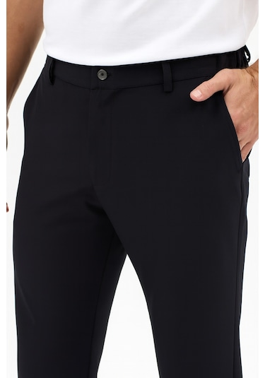 Goffra Erkek Streç Kumaş Relaxed Beli Lastikli Pantolon Siyah