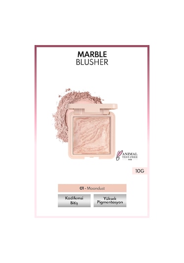 Note Cosmetics Marble Baked Blusher Fırınlanmış Allık & Aydınlatıcı - 01 Moondust