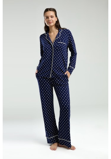 Pierre Cardin Kadın Lacivert Gömlek Pijama Pc8950-s-v1 Lacivert