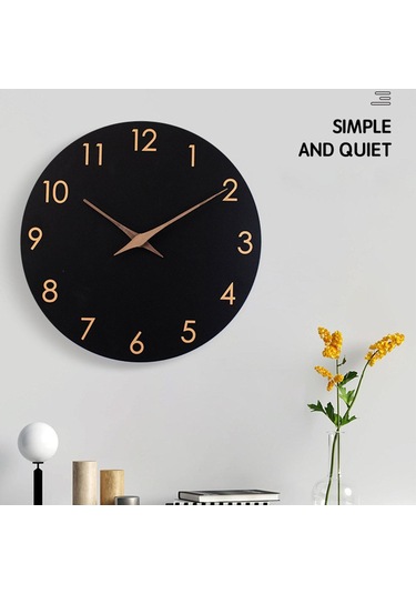 Homyl Duvar Saati 10 ''dekoratif Basit Sessiz Dekor Oturma Odası Siyah