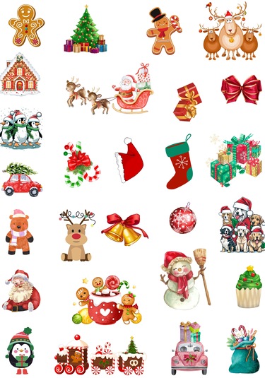 Christmas Temalı Sticker Cam Duvar Telefon Tablet Yılbaşı Çok Renkli