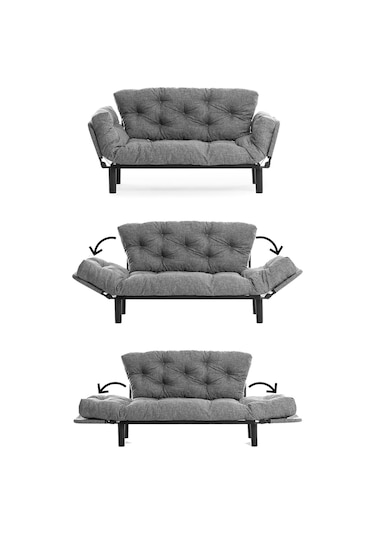 Pafu Nitta İkili Kanepe Keten Açık Gri Açık Gri