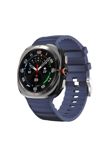 Samsung Galaxy Uyumlu Watch Ultra 47mm / Ultra 2025 İçin Düz Renk Spor Silikon Saat Bandı Gece Mavisi