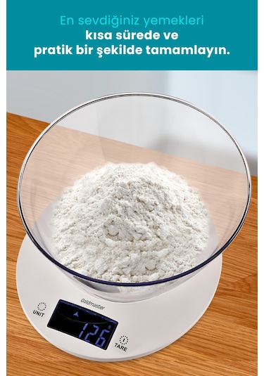 Goldmaster Menekşe Geniş Led Ekranlı Dokunmatik Dijital Hassas 1Gr-5Kg Mutfak Tartısı Terazisi