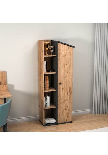 Arnetti Valerin Kitaplık Raflı Kitaplık Atlantik Çam Antrasit