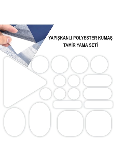 Yapışkanlı Polyester Kumaş Mont Tamir Yaması 36 Adet Beyaz