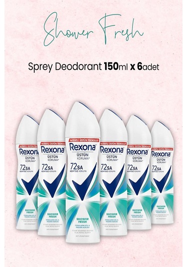 Rexona 72 Saat Shower Fresh Kadın Sprey Deodorant 6 x 150 ML