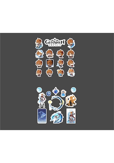 Genshin - Tartaglia 2 Adet Sticker Set Parlak Kağıt