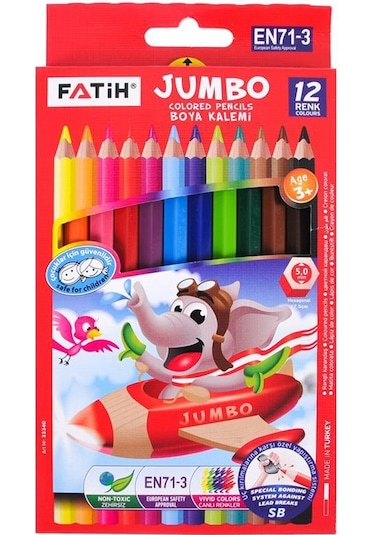 Fatih Kuru Boya 12 Renk Tam Boy Jumbo Çok Renkli