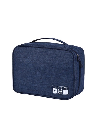 Lacivert Elektronik Organizatör Seyahat Evrensel Kablo Düzenleyici