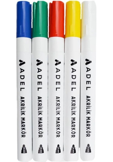 Akrilik Markör Seti 5 Renk 1 Paket 2 Mm Yuvarlak Uçlu Akrilik Marker Keçe Uçlu Seramik Ahşap Kumaş Tuval Taş Her Yüzeye