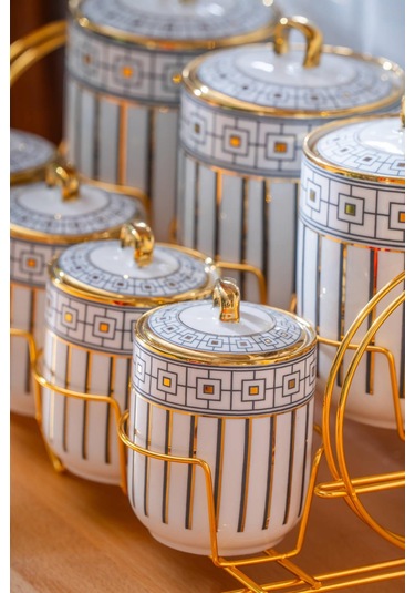 Diagon 8 Parça Baharat Kavanoz Seti Gold - Siyah