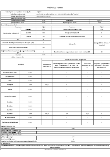 Arçelik 283613 EB 615 LT No-Frost Kombi Tipi Buzdolabı