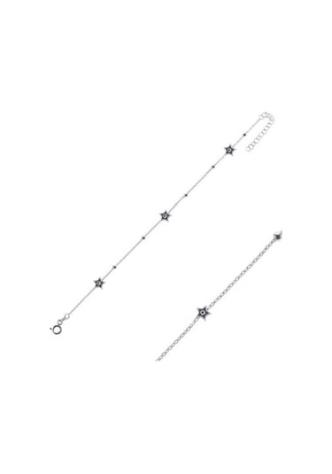 925 Ayar Gümüş Tekli Mideli Nazar Boncuğu Yıldız Bileklik Gümüş