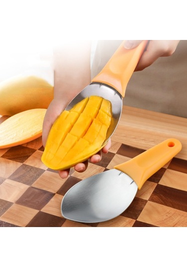 Mango Dilimleme Ve Binleme Aracı Çok Fonksiyonlu Paslanmaz Çelik Meyve Peel Ayırıcı 1 Adet , Boyut:mango Kesici Diğer