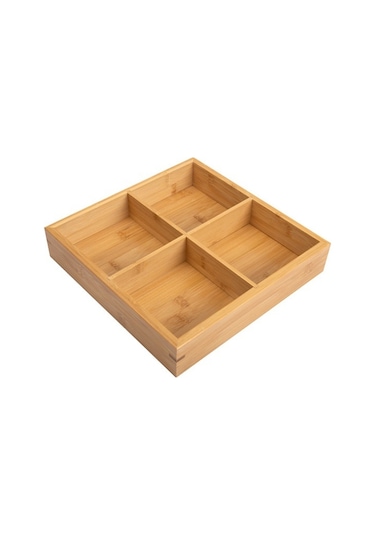 Sones Sıcak Tencere Bambu Tabak Bölmeli Tepsi Sebze Ahşap Tepsi Seti Küçük Dört Izgara Bambu Tabak