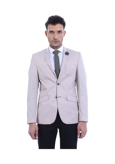 Wessi Yama Detaylı Açık Bej Erkek Ceket Bej