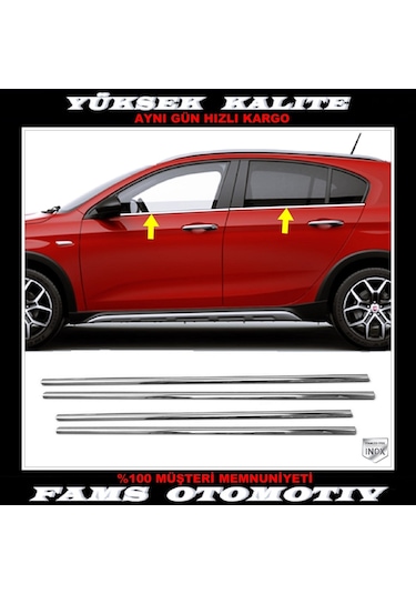 Fiat Egea Cross Krom Cam Çıtası 4 Parça 2020 ve Üzeri Paslanmaz Çelik