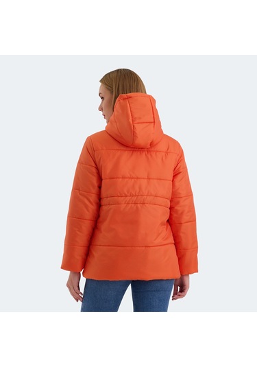 Slazenger CALLU Kadın Kapüşonlu Şişme Turuncu Mont & Kaban