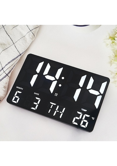 Novahub Suntek Led Duvar Saati, Uzaktan Kumandalı Sıcaklık Göstergeli Siyah 10 Siyah