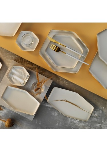 Aryıldız Cara Gold 32 Parça 6 Kişilik Kahvaltı Takımı Beyaz