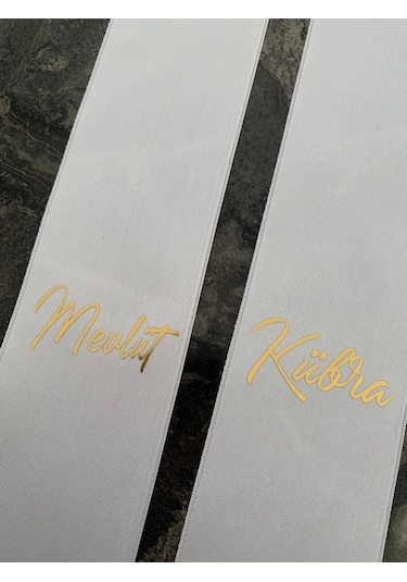 Gelin Damat Isimli Tören Takı Kurdelesi 2 Adet B-49