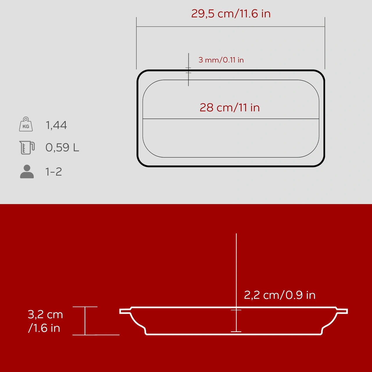 Lava Döküm Dikdörtgen Servis Tabağı Ölçü 30x15cm. Bordo
